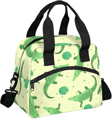Lonchera térmica de cocodrilo para mujeres y hombres, reutilizable, bolsa enfriadora, bolsa grande a prueba de fugas con correa de hombro ajustable