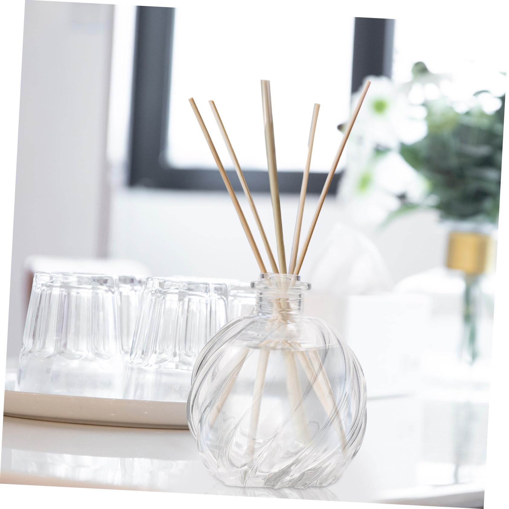 Ciieeo 2 Pezzi Bottiglie Diffusore in Vetro Ricaricabili per Aromaterapia e Decorazioni Casa Riutilizzabili con Angoli Arrotondati e Superficie Liscia per Profumare Ambienti Interni