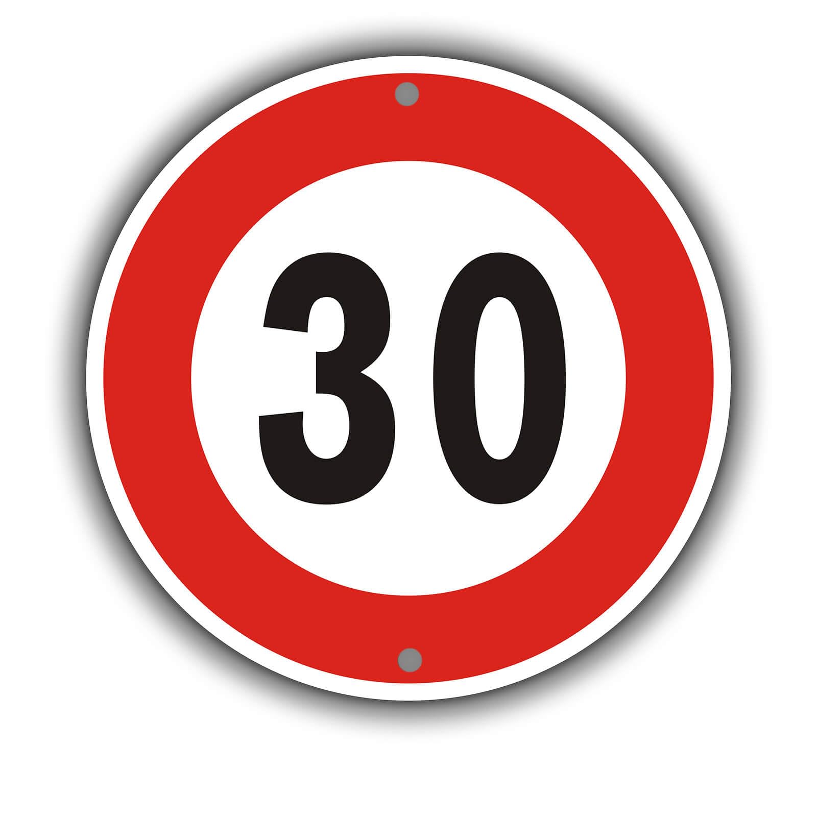 Felexdo Maximum Speed 30 km Aluminium Road Signs Diameter 30 cm for Outdoor Use