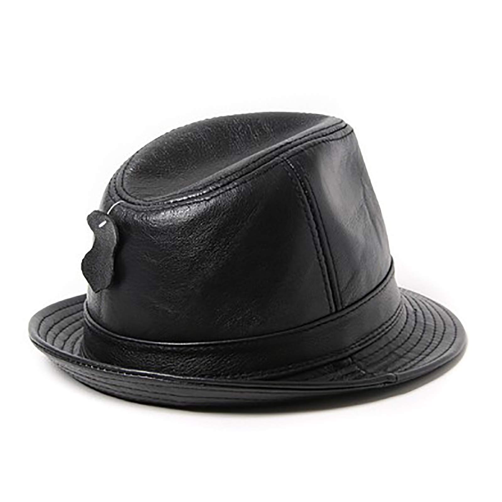 Sombreros de invierno, hombres de cuero fedoras sombrero jazz gorra de vaca ancho sombrero elegante