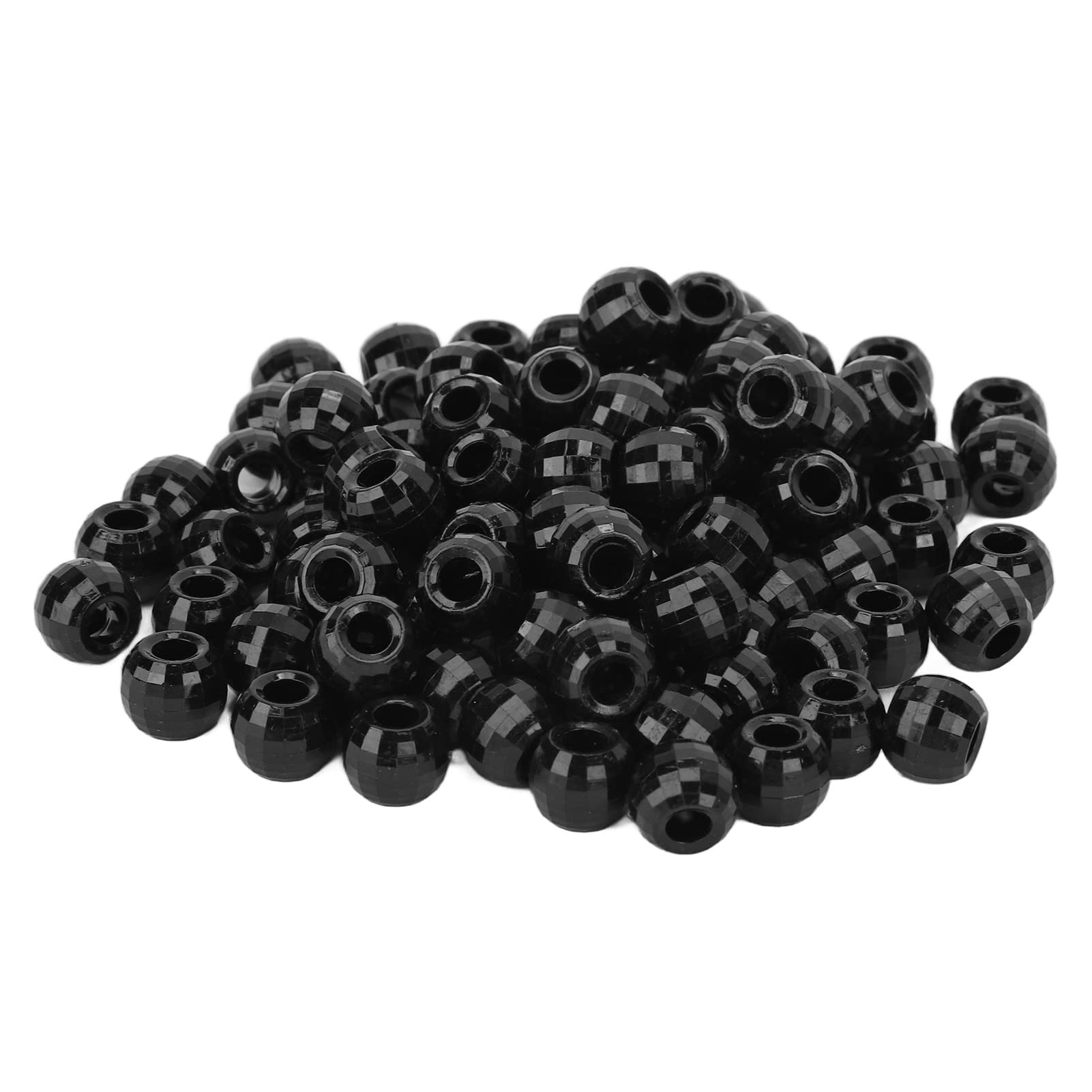 100pcs Accessories Beads - Large Hole 12mm Plastic Dreadlocks Beads (Black)