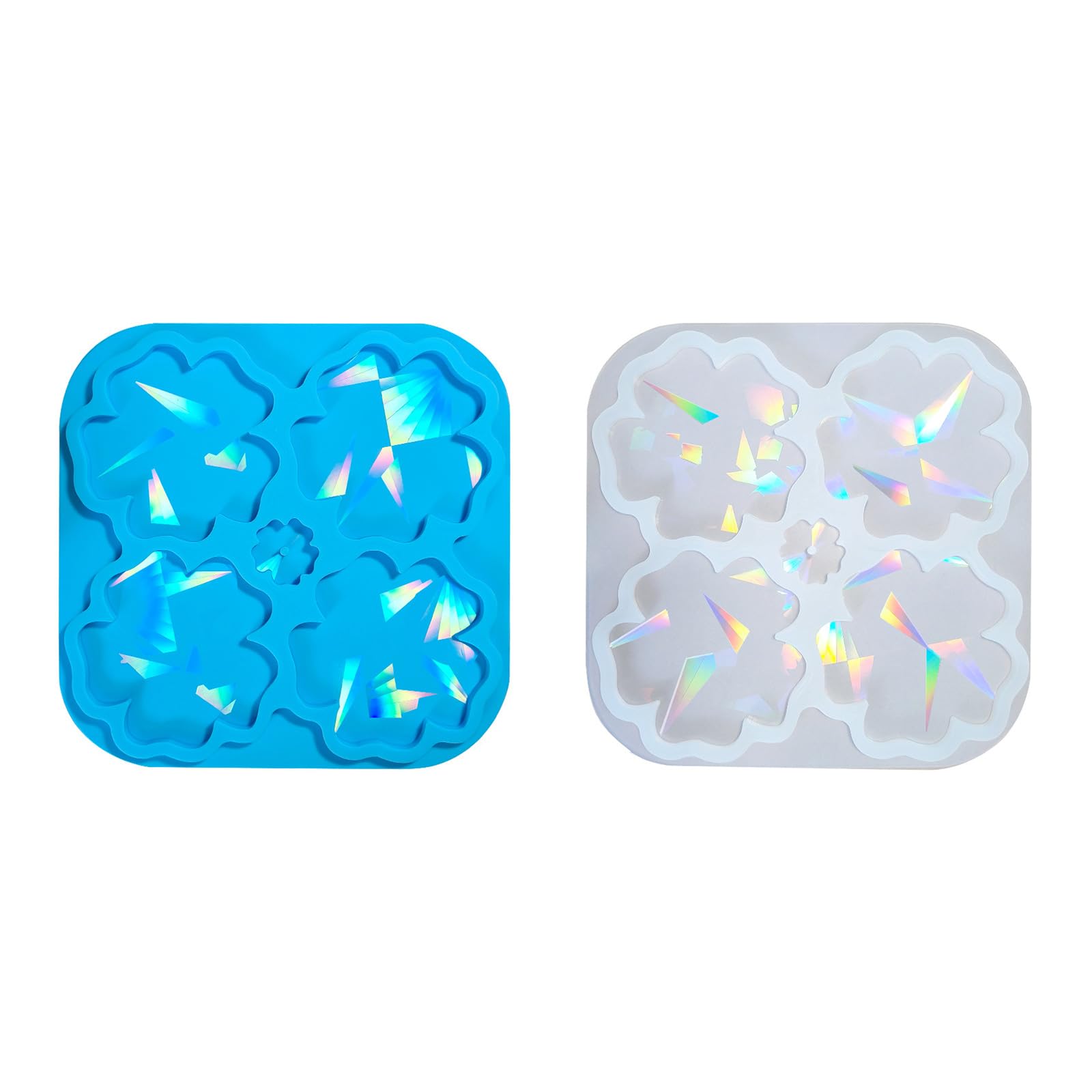 Molde de silicona resistente al calor, posavasos de flores holográficas, efecto arco iris, flores, estera, vajilla, decoración, posavasos holográficos
