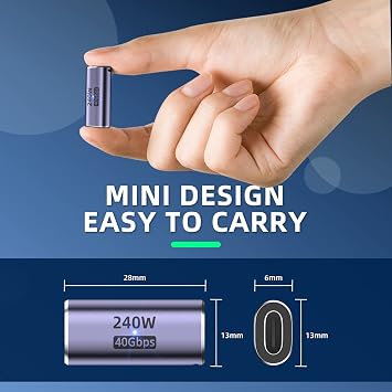 USB C Coupler, 4 Pack, USBC Female to Female Adapter, PD240W 40Gbps 8K 60hz