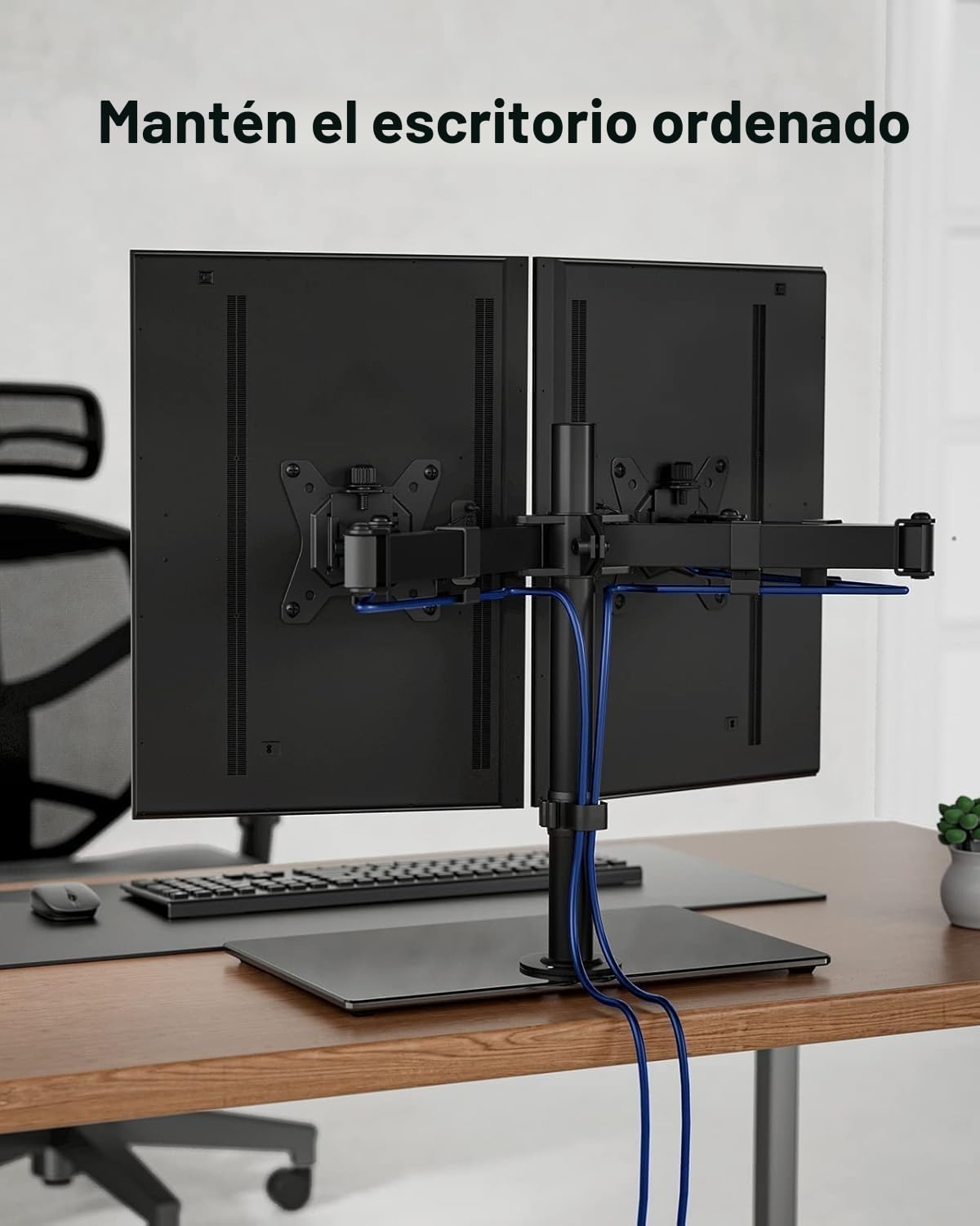 ErGear Dual Soporte para Monitor para Pantallas de 13”- 32” con Base Ancha Construcción Sólida Dual Brazo Monitor Movimiento Suave Inclinación ± 45 ° Giratorio 180 ° Rotación 360 ° Peso Máx. 8 kg