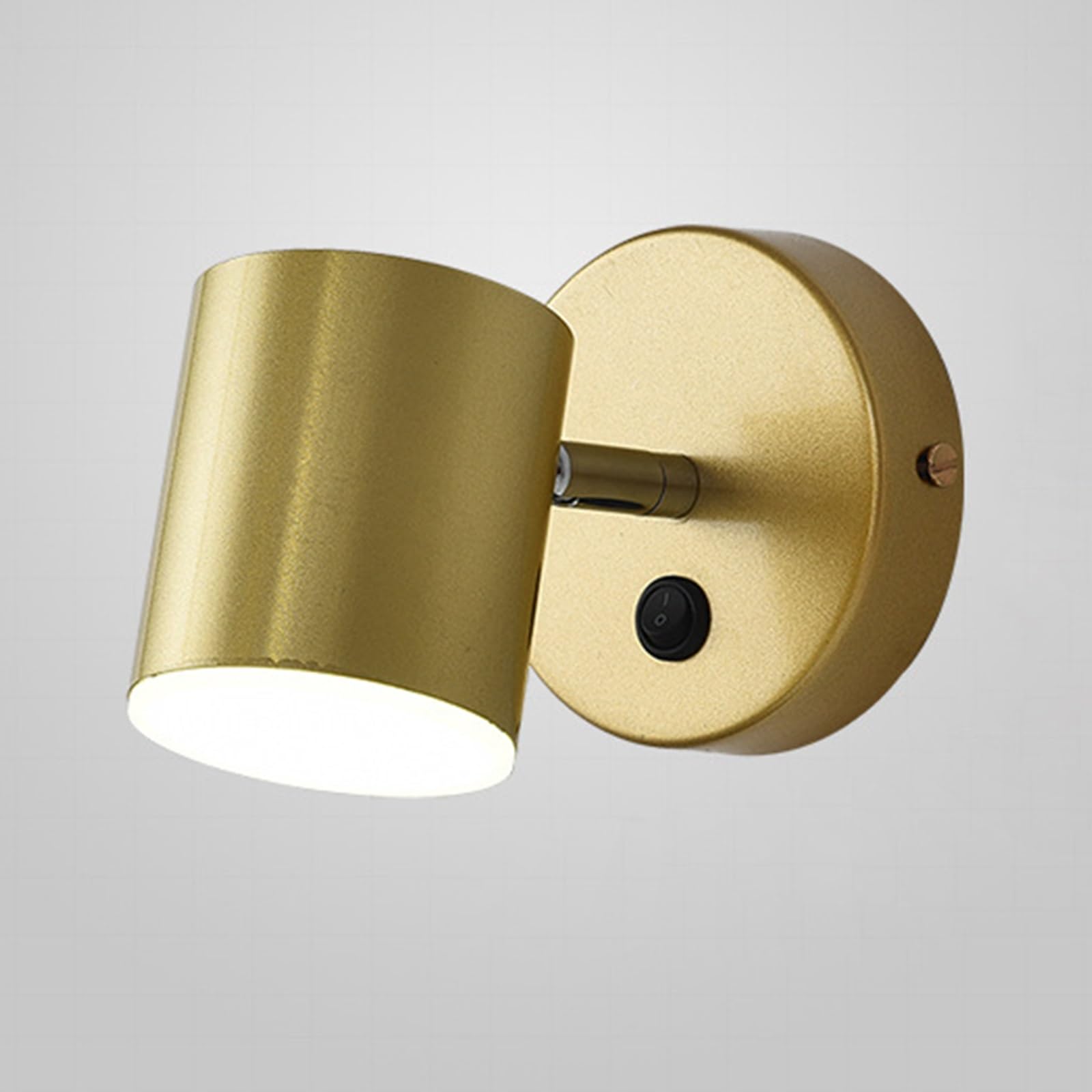 SXWNBIFH Bedroom Bedside Reading Light Wall Lamp Mini Metal Wall Sconces, Modern 7W LED Wall Lights with 350° Rotation, 3-Color Dimming, Cylindrical Lampshade Design Wall Lamp for Corridor(Gold)