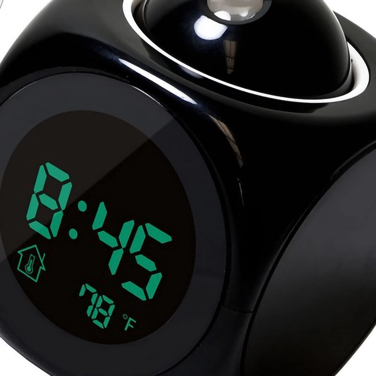 Projector Table Clock, Multifunction Projector Table Clock Reusable Plastic USB Charging Led Voice Function Projection Alarm Clock for Bedroom(Black)