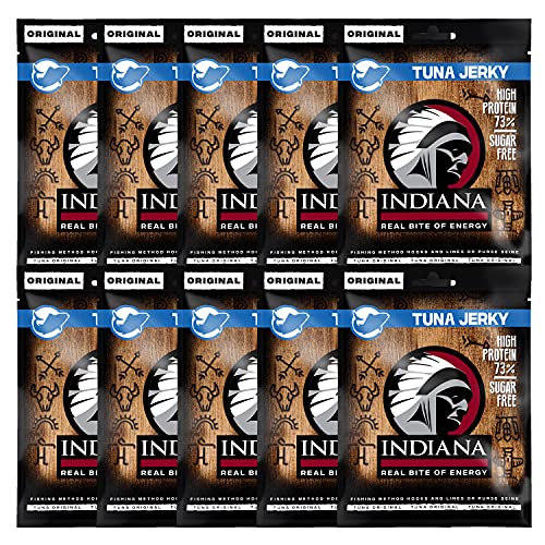 Indiana Tuna Jerky, 73% Protein Trockenfleisch, ohne Zuckerzusatz, Gluten-frei (10 x 15g) Cover