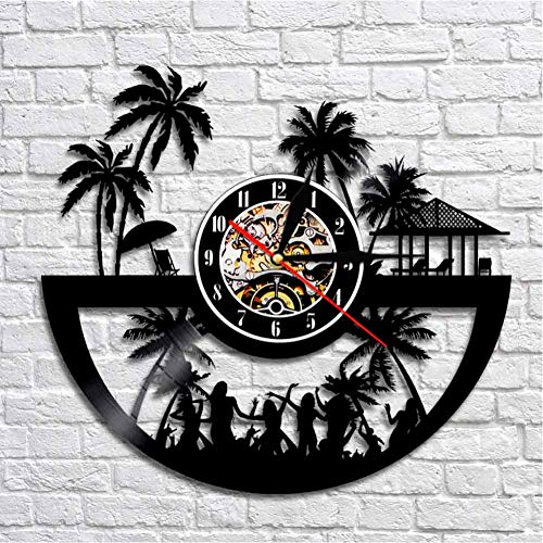 GYJCD Myrtle Beach Skyline Wall Art Myrtle Beach Paisaje Urbano Reloj De Pared USA Regalo De Viaje Carolina del Sur Vintage Vinyl Record Reloj De Pared