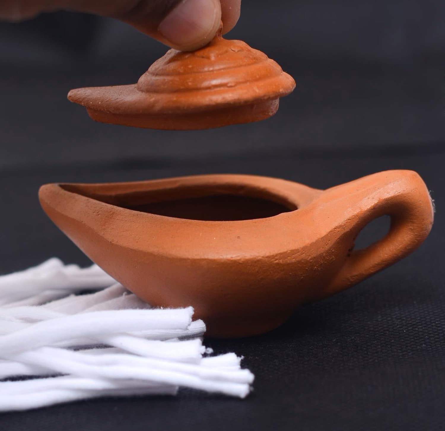 Oil Lamps Handmade Home Room Décor Roman Style Oil Lamp Vintage Round Decorated & Free Wicks Slab Clay Safety Shipping Oil lamp Gift