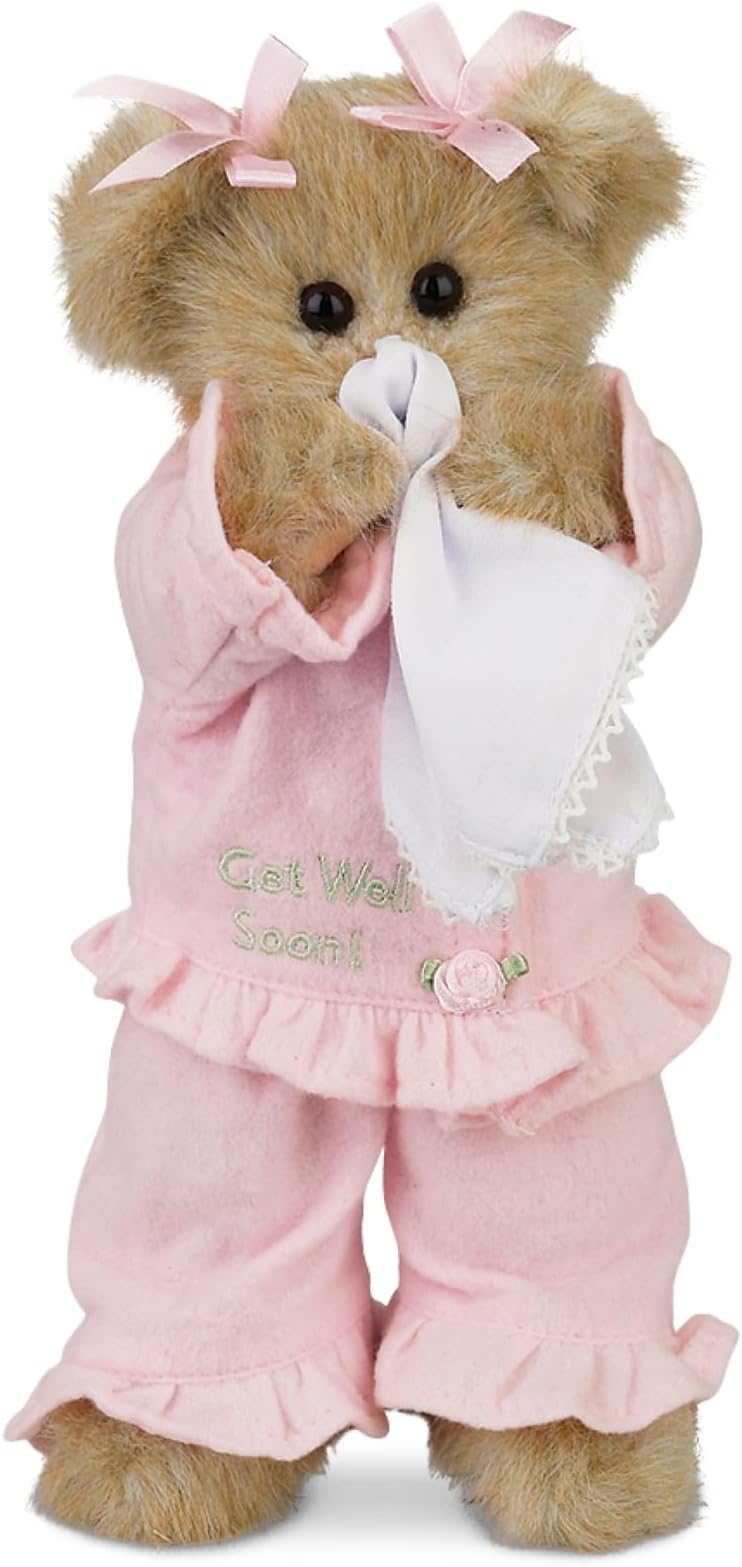 Bearington Sicky Vicky Teddy Bear Get Well Gift for Kids, 10" After Surgery Gift for Kids with Weighted Feet, Fully Jointed Arms and Legs - Adorable Get Well Bear Plush Gifts for Babies and Toddlers