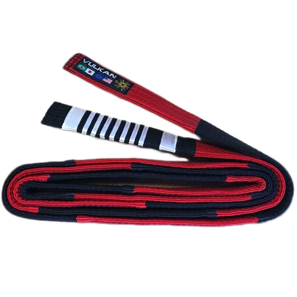Vulkan Fight Company Brazilian Jiu Jitsu, BJJ Coral Belt for Martial Arts Sports, 7 Stripes, A5