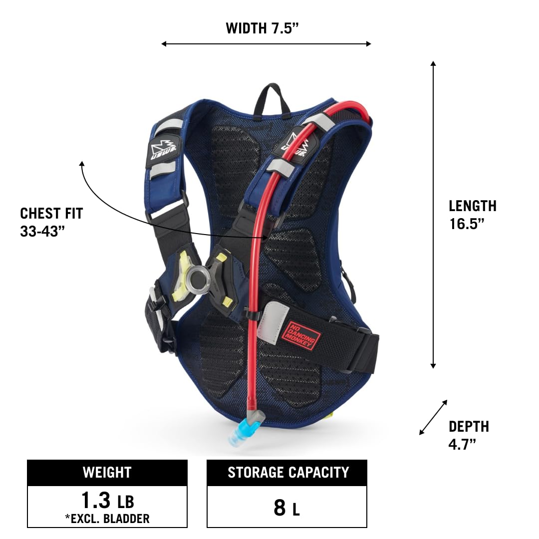 USWE Raw Hydration Pack - con vescica d'acqua, fascia alta, zaino senza rimbalzo per motociclette enduro e fuoristrada