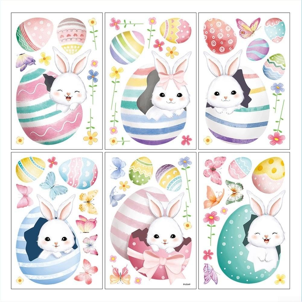 6 Blatt Ostern Fensterbilder Hase Ei Statisch
