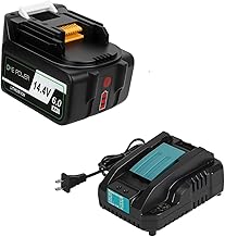 Compatible Makita 14.4 V Battery Charger Set, BL1460B, 6.0 Ah, DC18RC, Makita 14.4 V/18 V Charger, Compatible with BL1460B, BL1430, BL1440, BL1450, BL1460, Fireproof Material Shell and Long Life