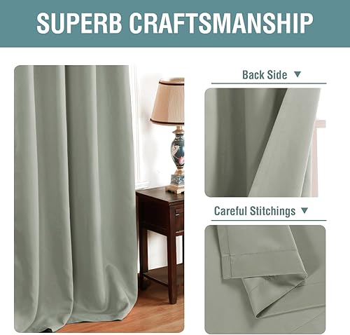 Miniatura 3 de H.VERSAILTEX - Cortina blackout para sala de estar, ventana pequeña, cocina, 45 pulgadas de largo, ahorro de energía, ojales sólidos, 1 panel, gris