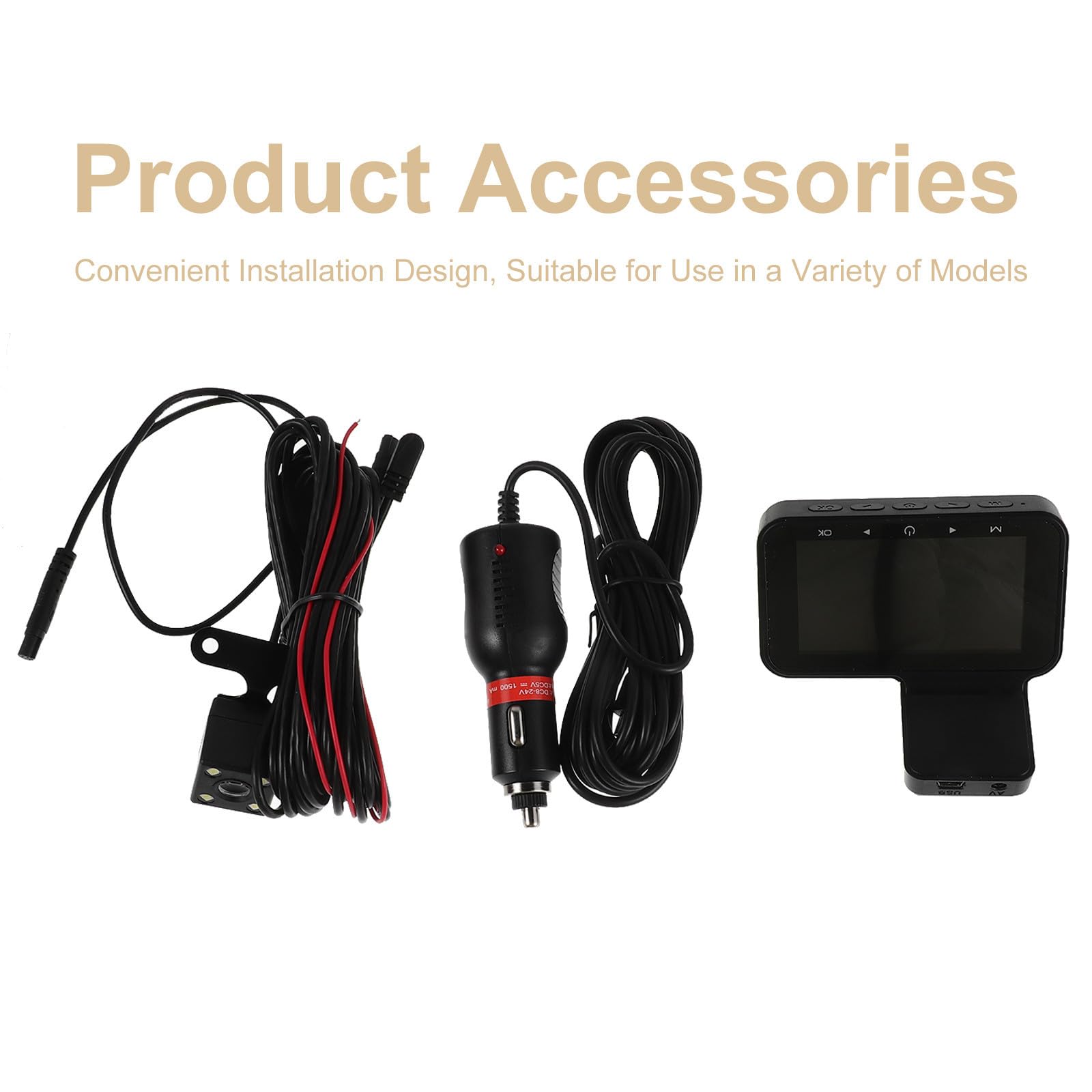 Dash Cam Doppia per Auto con Visione Notturna, Nero ABS