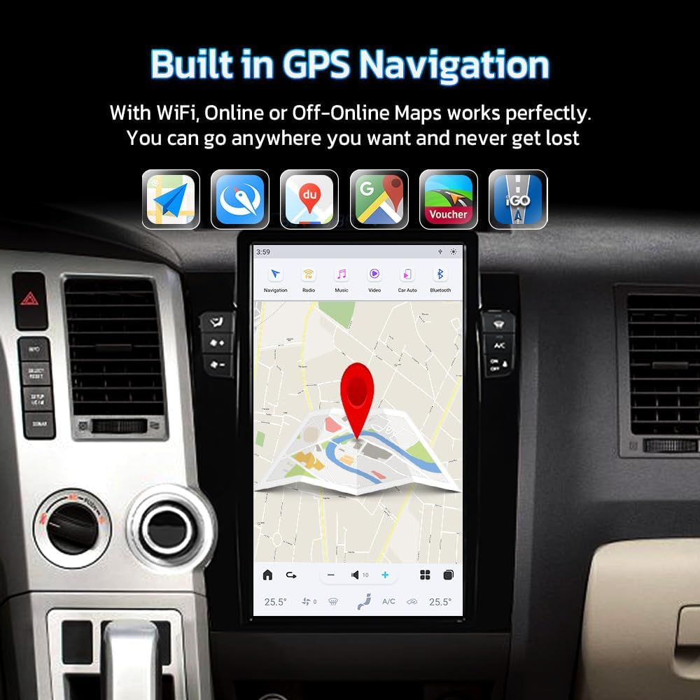 Built-in GPS Navigation with various map apps