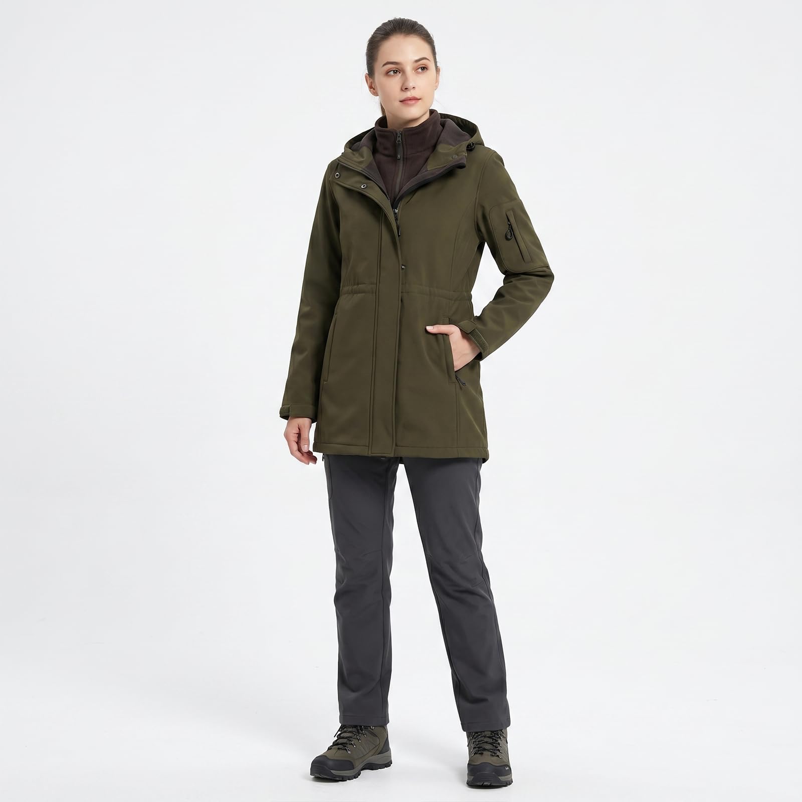 Chiguo Giacche invernali leggere da donna impermeabili Cappotti caldi con cappuccio Giacca antipioggia softshell