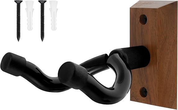 1Pc/2Pcs Guitar Wall Hanger Wood Ukulele Wall Mount Hanger Nonslip U Shaped Ukulele Holder Hanger Guitar Wall Hanger Mount Ukulele Wall Mount Stand for Electric Guitar Banjo Bass US1,black