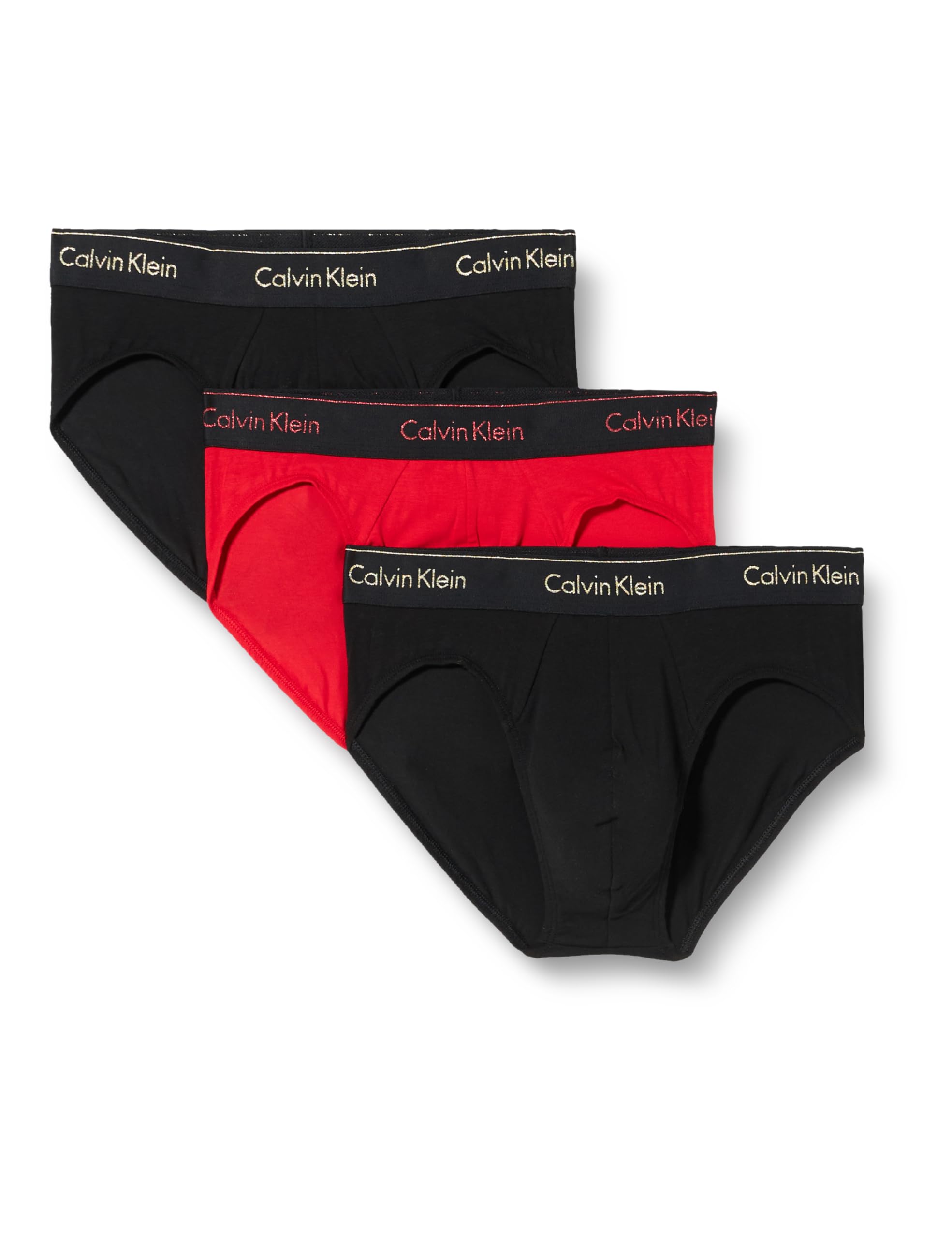 Calvin Klein Men's Hip Brief 3pk, B- W Bk Wb, Rg- Bk Wb, B- Bk Wb, S
