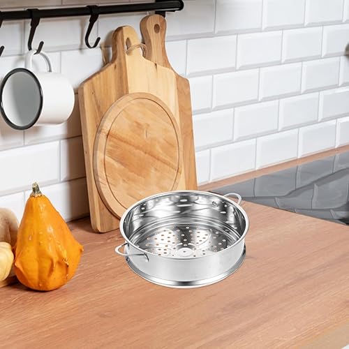 Miniatura 8 de Hemoton Cesta de vapor multifuncional de acero inoxidable, inserto de vapor redondo de 9.8 pulgadas para olla, estante de vapor apilable, plateado