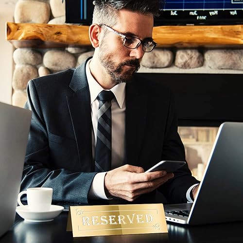 Vista 14 de DI QIU REN 10 letreros de mesa reservados, letrero acrílico para mesa de reserva de invitados, letreros de asiento reservado de doble cara, letrero