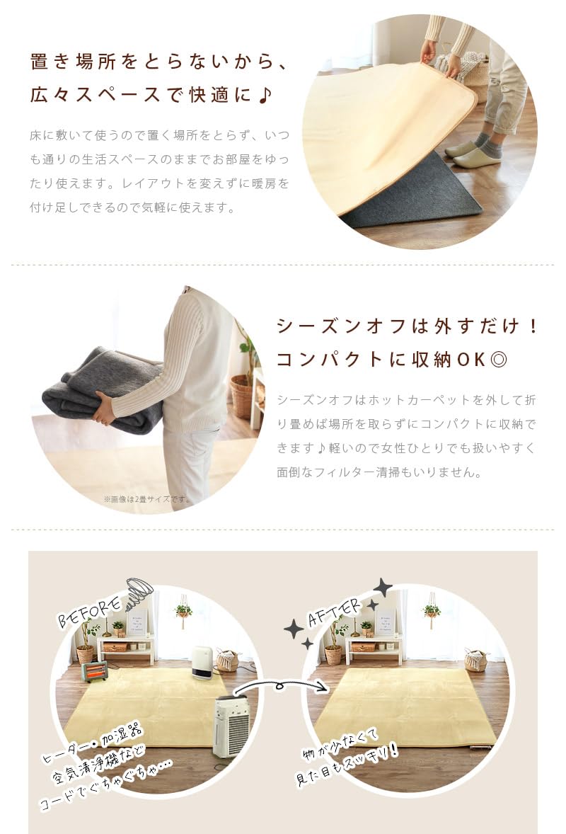 Amazon | ラグー 2点セット電気カーペット＋シャギーラグ 1.5畳 130