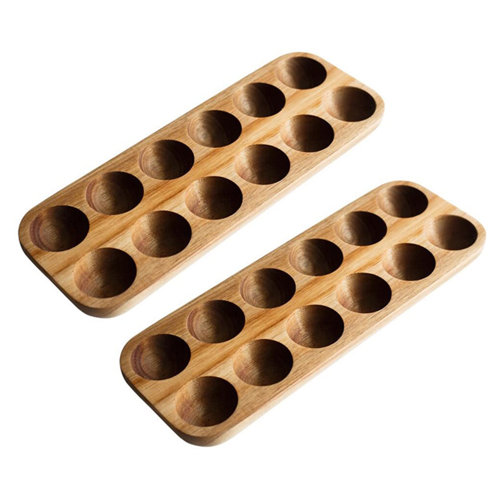 Boîte de rangement d'oeufs style japonais double rangée bois maison 12 trous