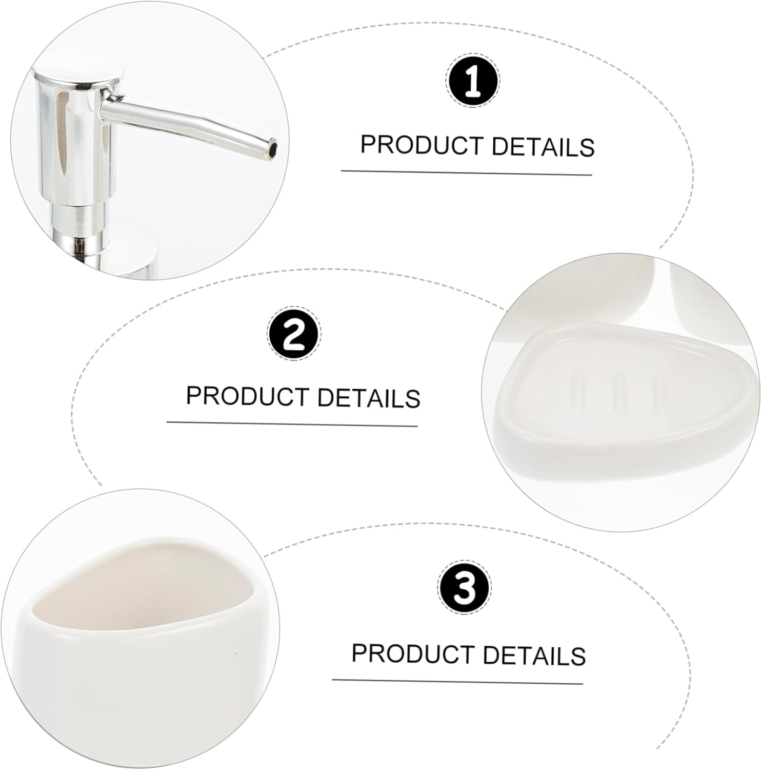 Cabilock 1Set Bathroom Accessory Includes Toothbrush Storage Cup Lotion Sub Bottle and Soap Tray Elegant and Compact Design for Tidy Washrooms White