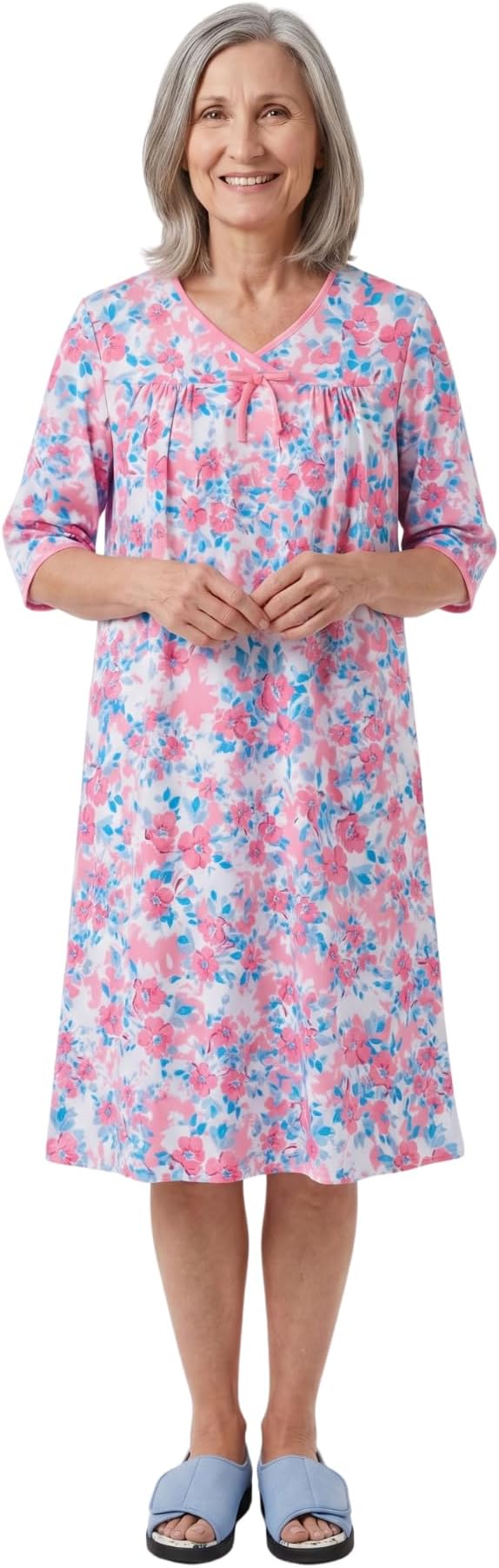 Silverts Women’s Adaptive Clothing Open Back Hospital Gown, Assisted Dressing Nightgown for Elderly, Nursing Home Wear