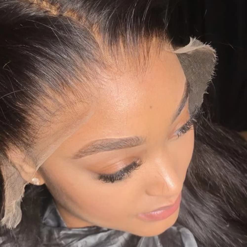 Ombre Color 16 Inch Bone Straight Wigs for Women Human Hair 13x6 HD Invisible Lace Front Wig with Baby Hair Colored Highlight Sliky Straight Lace Frontal Wig Humen Hair Pre Plucked Bleached Knots