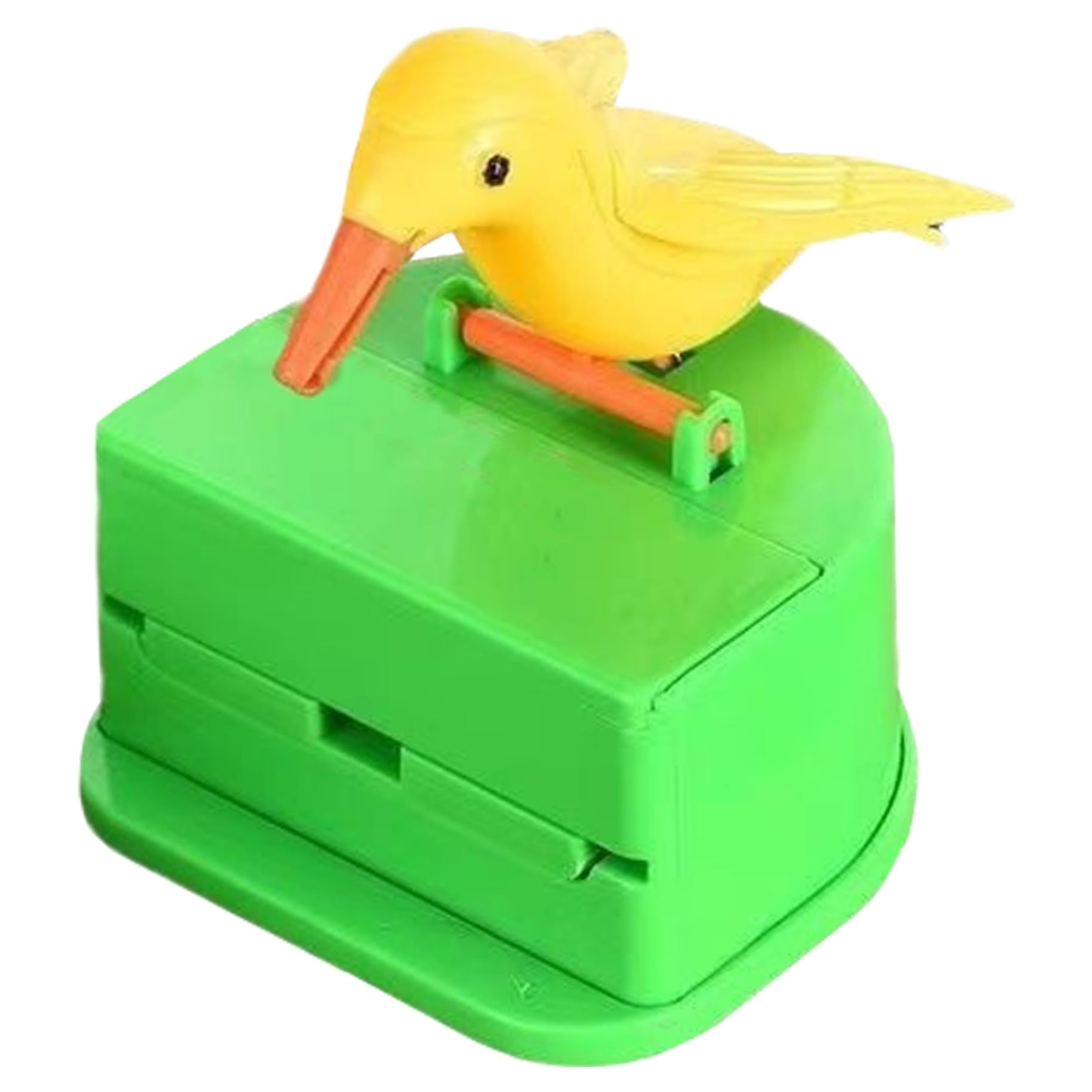 Wxyestna Automatic Toothpick Dispenser Push-Type Funny Bird Toothpick Dispenser Plastic Tooth Picks Holder with Box Yellow Green