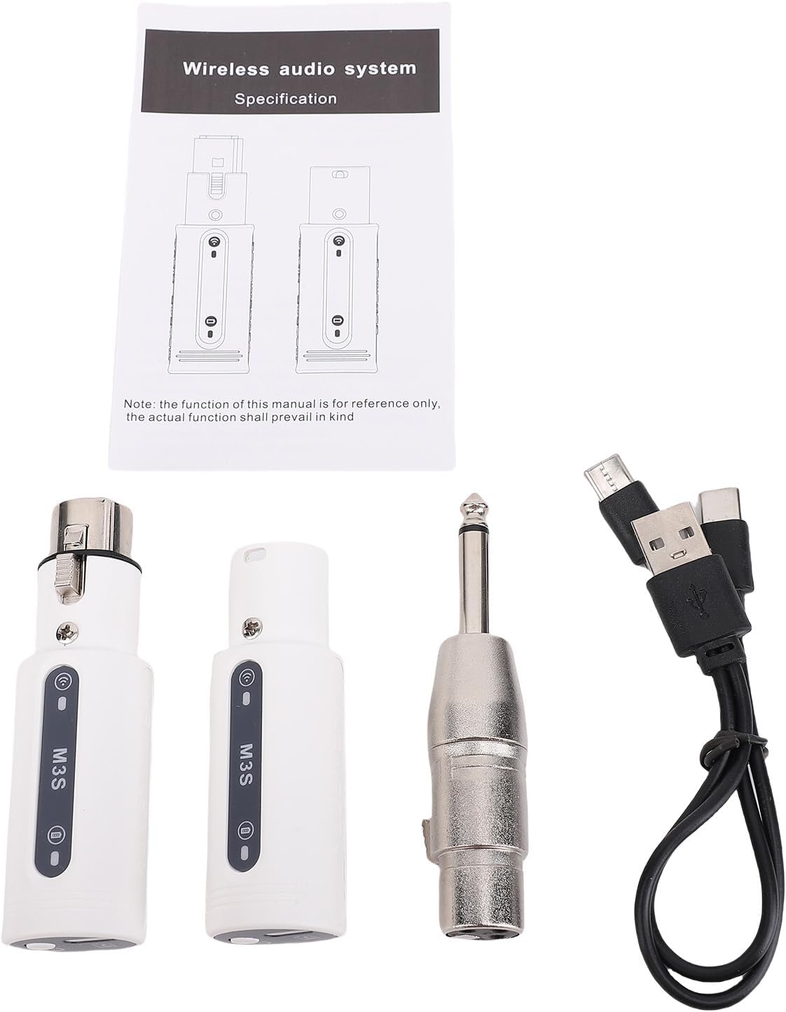 Wireless XLR Transmitter and Receiver Rechargeable Wireless Mic System 192kHz Sound 8ms Latency 6 Channels with Rechargeable Battery for Dynamic Microphones PA Systems