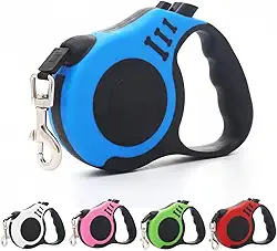 Guia Retrátil para Cachorro 5 Metros Resistente com Trava de Segurança – Suporta até 30kg – Passeio Confortável para Cães de Pequeno e Médio Porte – Design Leve e Ergonômico (Azul)