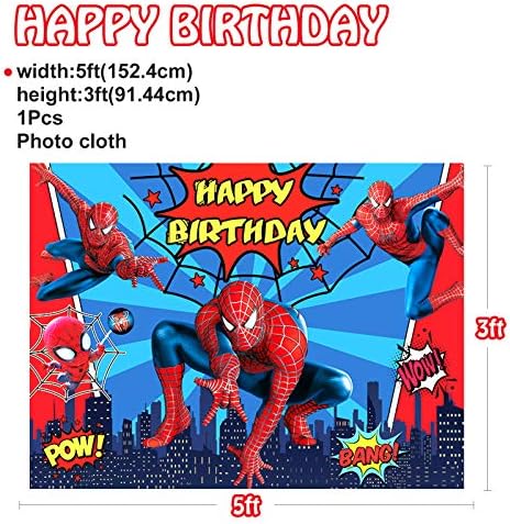 Amazon Com Decoracion De Fiesta De Cumpleanos Spiderman 5 X 3 Pies Telon De Fondo Banner Fotografia Fondo Y 80 Piezas De Globos De Latex Kit De Superheroe Suministros Para Fiesta Para Interior