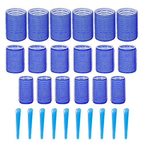 QUMENA Jumbo Hair Rollers for Long Hair - Rollers Hair Curlers for Long Hair Self Grip Hair Rollers with Clips, Roller Set Size 28 Packs (6 X JUMBO + 6 X LARGE X 6 MEDIUM X 10 HAIR CLIPS)