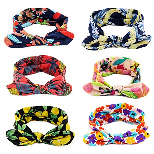 Yeshan Women and Girls Stretch Rabbit Bow Headbands/Bandana/Turban/Headwrap knotted Yoga Hairband,pack of 6
