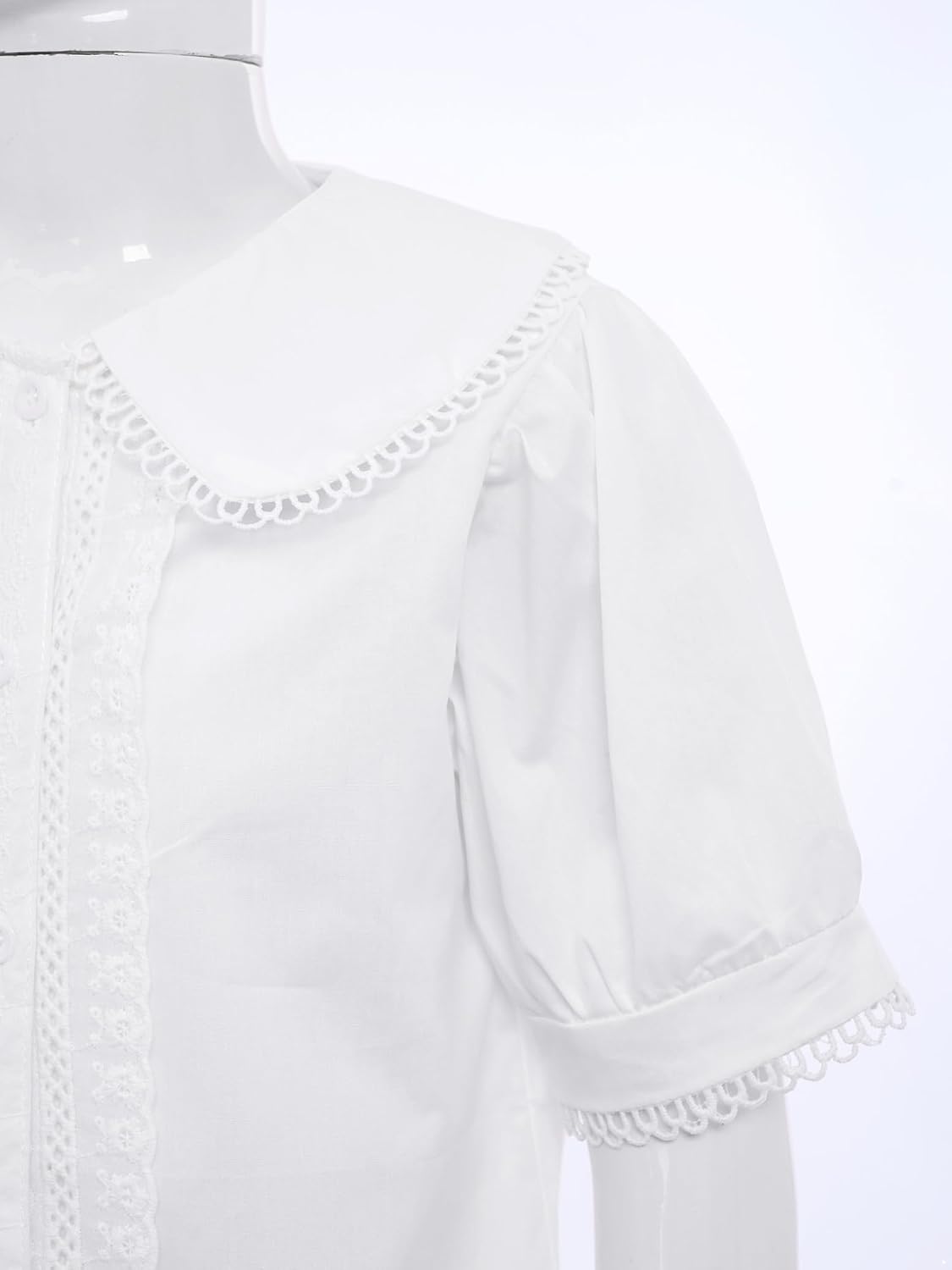 DINORMIN Big Girl's Turn-Down Collar Classic Tee School Uniforms Summer Clothes Oxford Shirt