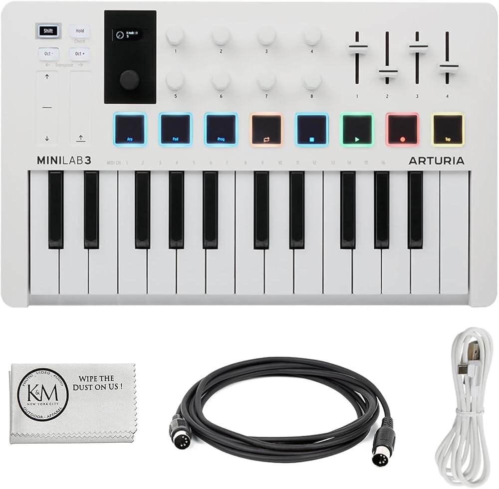 Arturia MiniLab 3 Compact MIDI Keyboard and Pad Controller (White Arturia MiniLab 3 Compact MIDI Keyboard and Pad Controller (White