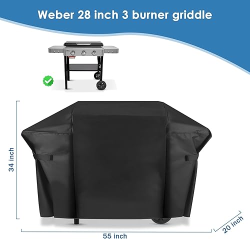 Miniatura 2 de 7771 - Cubierta para parrilla de 28 pulgadas para parrilla Weber de 3 quemadores Premium de 28 pulgadas, resistente e impermeable, cubierta para