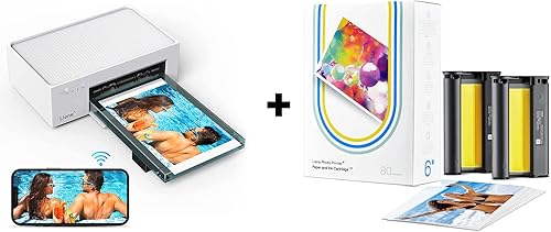 Liene Paquete de impresora fotográfica recargable de 4 x 6 pulgadas (100 piezas + 3 cartuchos de tinta), impresora fotográfica inalámbrica para