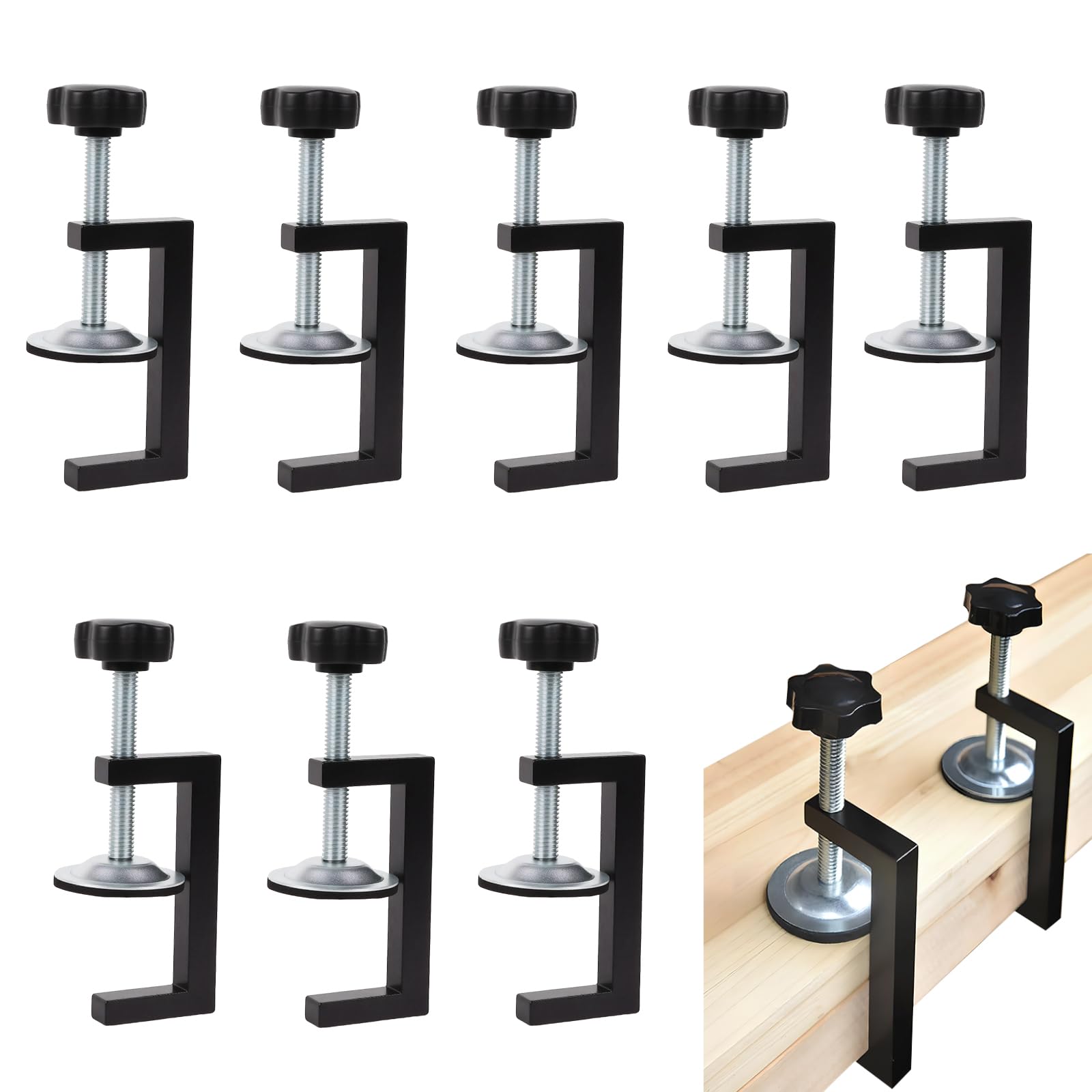 8 Pièces Serre Joint Kit, Plage de Serrage 10-57mm Pince en G, Serre Joint Menuisier Clip de Fixation, Outils Accessoires pour Pince de Table, Convient pour la Fixation Du Bois, Des Tables