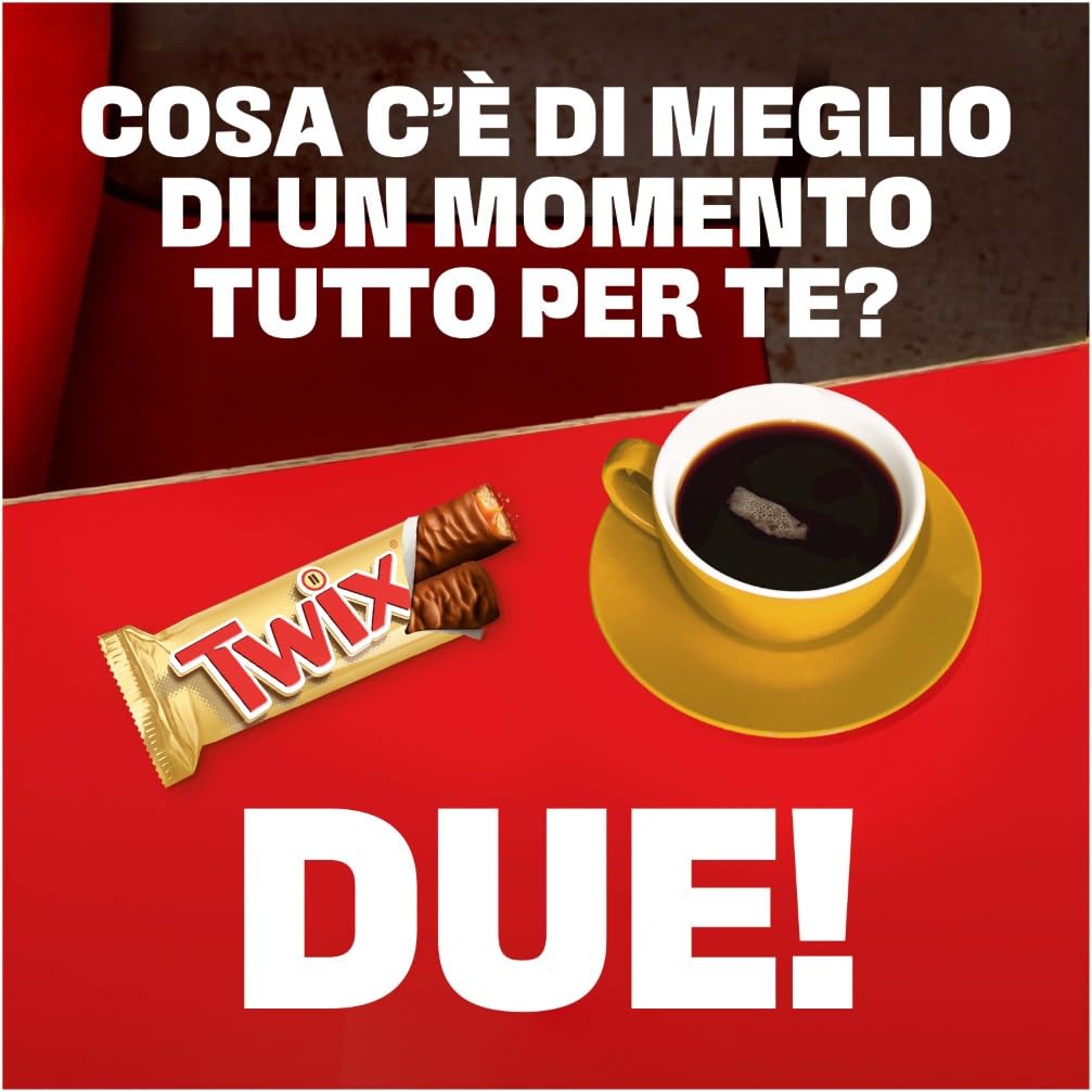 Twix, Barretta Snack con Biscotto Gustoso e Croccante Con Caramello Ricoperto di Cioccolato al Latte, 25 barrette x50g (1250g), Per Idee Natale 2025, Nuova versione