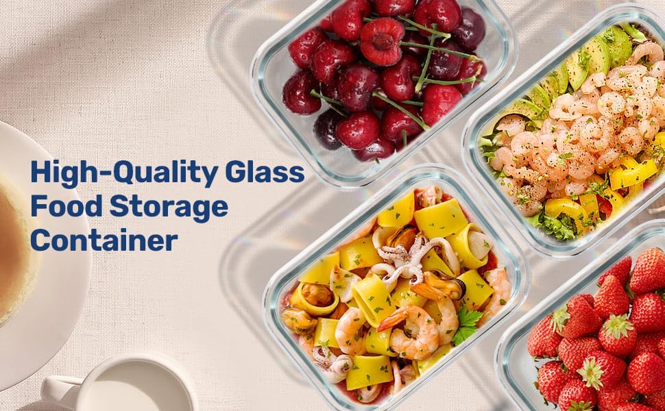 Miniatura 10 de YSSOA Recipientes de comida con tapas, contenedor de almacenamiento de alimentos para todas las temperaturas, sin BPA, loncheras de vidrio