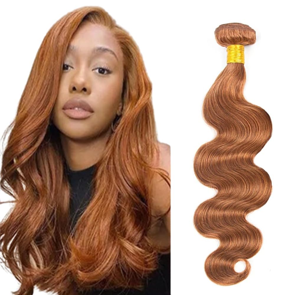Color #30 Human Hair Bundles Light Brown Body Wave Single Bundle Human Hair 16 Inch Double Weft Unprocessed Virgin Remy Hair Extension 100g Per Bundle