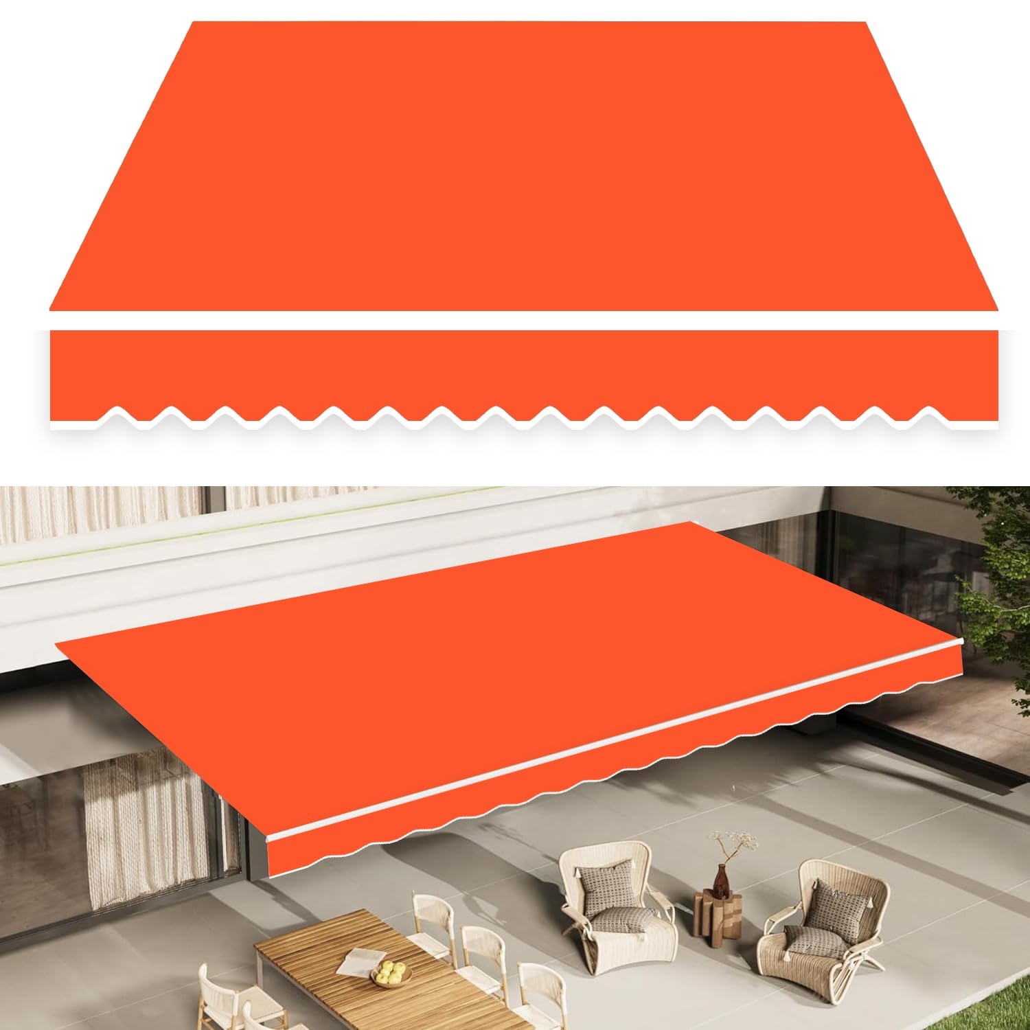 markise 6x2m DAGITE 4x2,5m Ausziehbarer Stoff Ersatz, Tür Geschäft Sonnenschirm Schutz Leinwand, Innenhof Sonnenschan Top-Abdeckung von Canopy Ersatz Markise Tuch(Size:6x2m,Color:Orange) Garten E-Bike kaufen in Bottrop Posten Farbe:Niederländische Orange