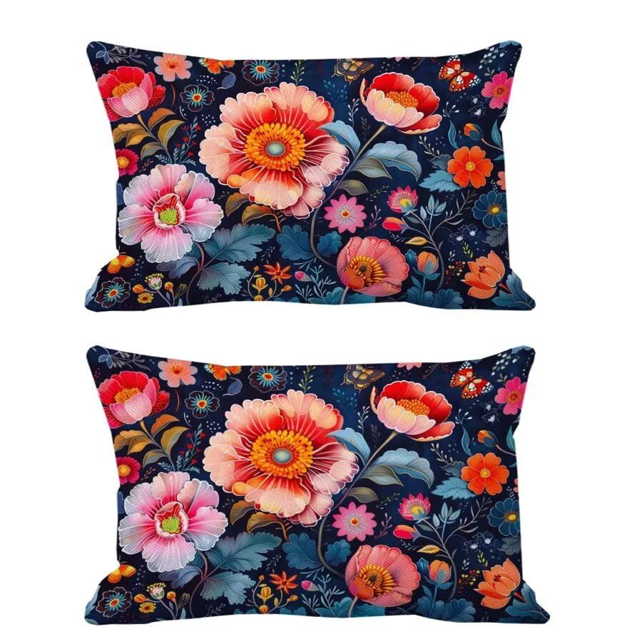 Coussin extérieur imperméable haut de gamme motif chrysanthème velours rose