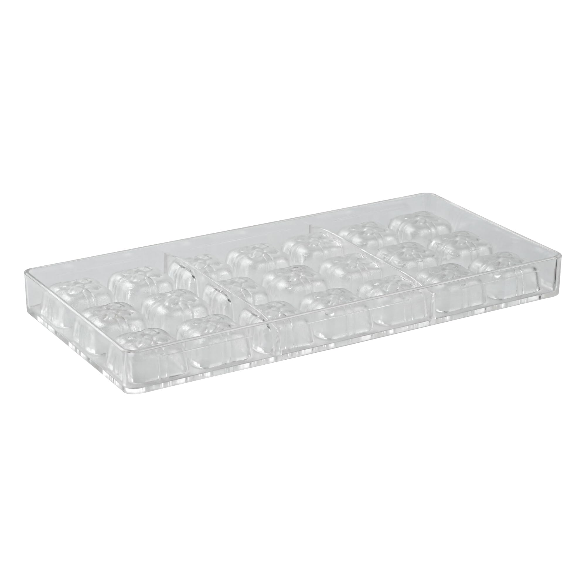 Pastry Tek - Moldes de chocolate de 10.8 x 5.3 pulgadas, 10 moldes de caramelo congelables, 21 cavidades, en forma de caja de regalo, moldes de chocolate de policarbonato transparente, aptos para