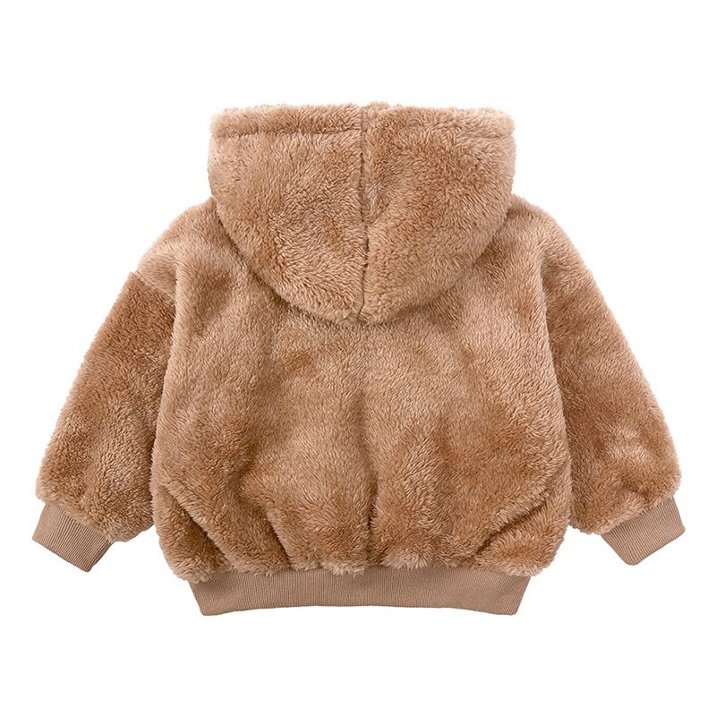 Toddler Baby Girls Boys Fuzzy Hoodies Half Zip Up Warm Loose Hooded Sweatshirt Pullover with Pockets Warm Clothes4