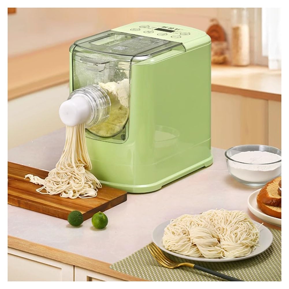Máquina eléctrica para hacer pasta, Máquina para hacer pasta y fideos, 13 tipos de moldes de prensado, Totalmente Automática(Verde)